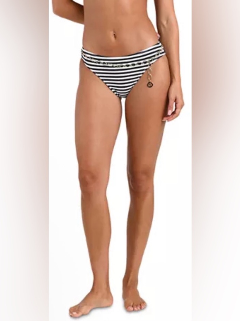 L'AGENCE Black & White Striped Nicole Voyage Classic Bikini Bottom -NWT - Size M